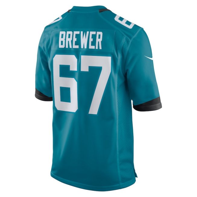 Chandler Brewer 67 Jacksonville Jaguars Men Game Jersey - Teal - Image 3