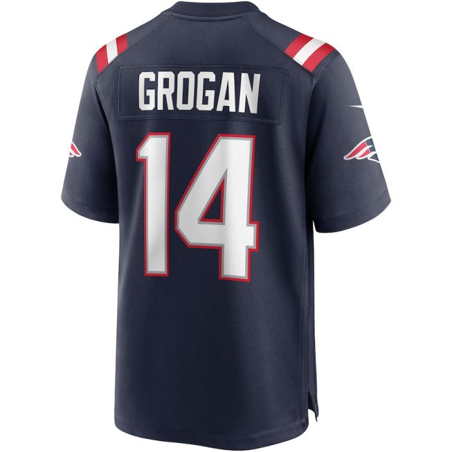 Steve Grogan 14 New England Patriots Men Game Retired Jersey - Navy - Image 3