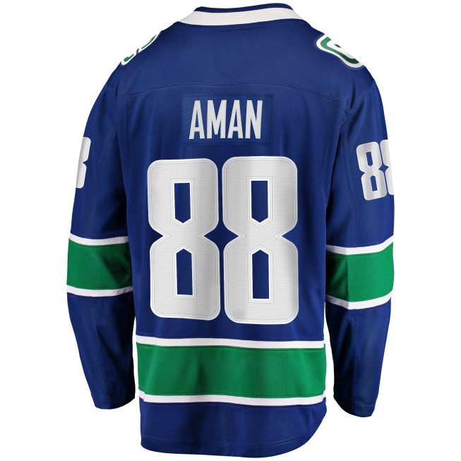 Nils Aman Vancouver Canucks Fanatics Home Premier Breakaway Player Jersey - Blue - Image 3