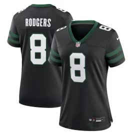 Aaron Rodgers 8 New York Jets Alternate Game Women Jersey - Legacy Black