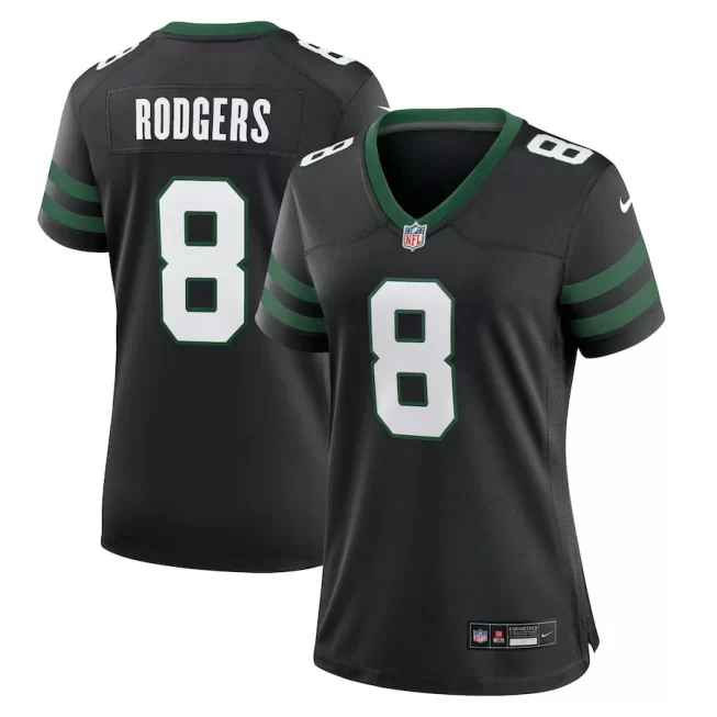 Aaron Rodgers 8 New York Jets Alternate Game Women Jersey - Legacy Black