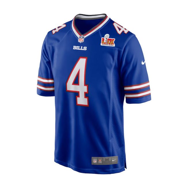 James Cook #4 Buffalo Bills Super Bowl LIX Jersey - Men's - Royal - Image 2