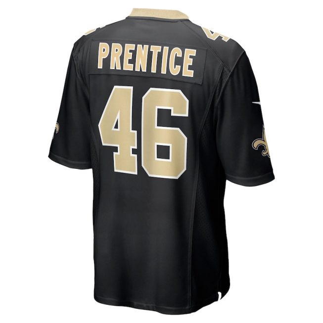 Adam Prentice 46 New Orleans Saints Men Game Jersey - Black - Image 3