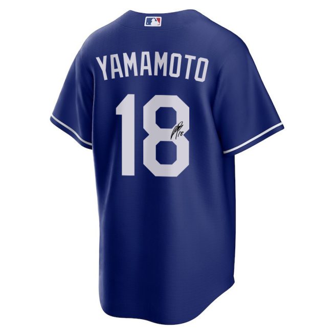 Yoshinobu Yamamoto 18 Signed Los Angeles Dodgers Alternate Men Jersey - Royal - Image 2