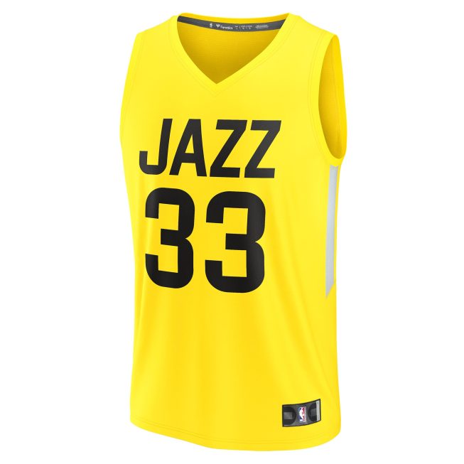 Johnny Juzang Utah Jazz Fanatics Fast Break Replica Player Jersey - Icon Edition - Yellow - Image 2