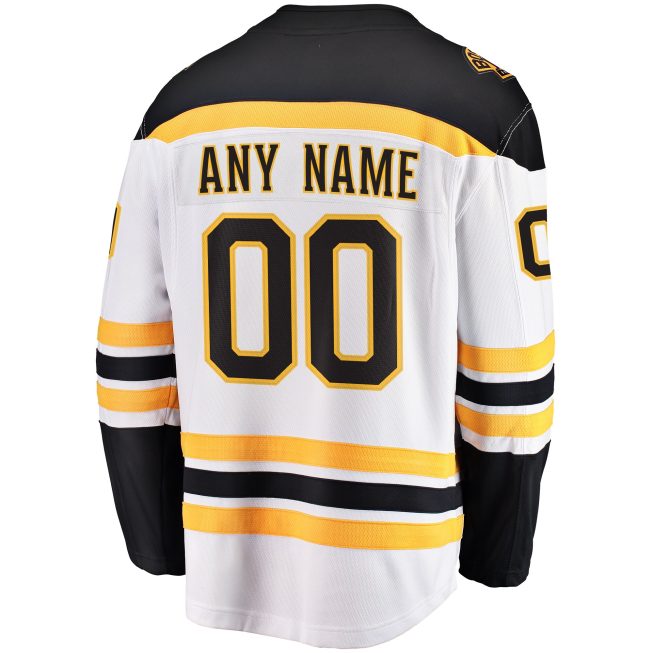 Boston Bruins Fanatics Away Breakaway Custom Jersey - White - Image 3