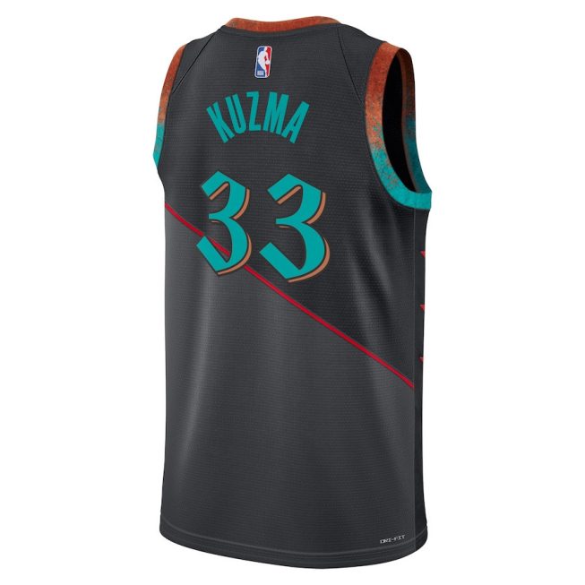 Kyle Kuzma 33 Washington Wizards 2023/24 City Edition Swingman Jersey - Black - Image 3