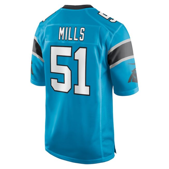 Sam Mills 51 Carolina Panthers Men Retired Jersey - Blue - Image 3