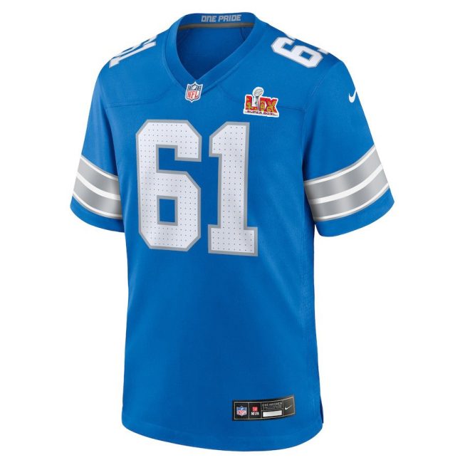 David Bada #61 Detroit Lions Super Bowl LIX YOUTH Jersey - Blue - Image 2