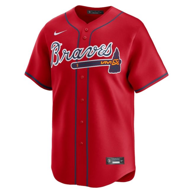 Atlanta Braves Alternate Limited Custom Men Jersey - Red - Image 2