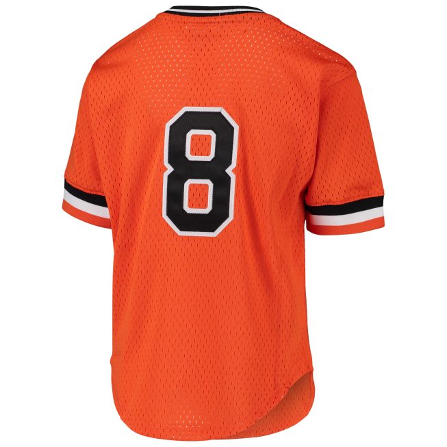 Cal Ripken Jr. Baltimore Orioles Mitchell & Ness Youth Cooperstown Collection Mesh Batting Practice Jersey - Orange - Image 3