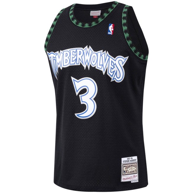 Stephon Marbury Minnesota Timberwolves Mitchell & Ness 1997/98 Hardwood Classics Swingman Jersey - Black - Image 2