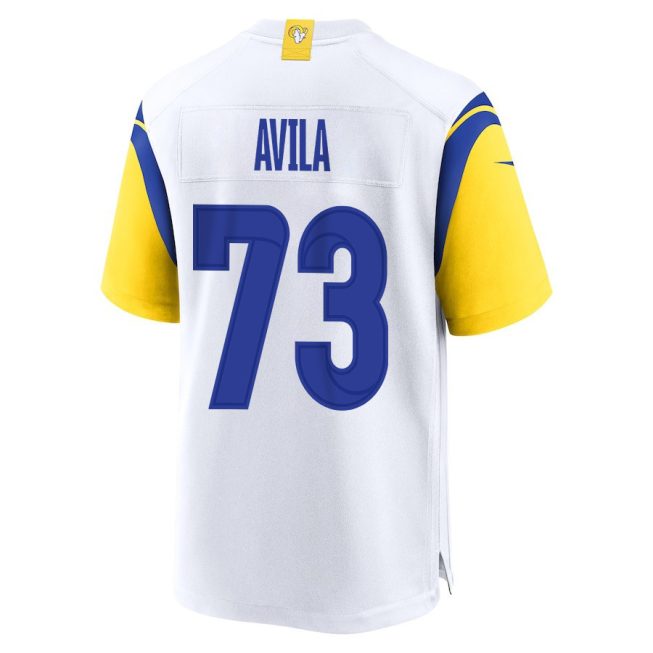 Steve Avila 73 Los Angeles Rams 2023 Playoffs Patch Game Men Jersey - White - Image 3