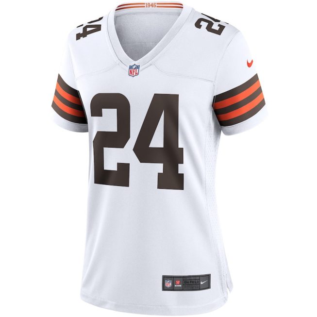 Nick Chubb 24 Cleveland Browns Women Game Jersey - White - Image 2