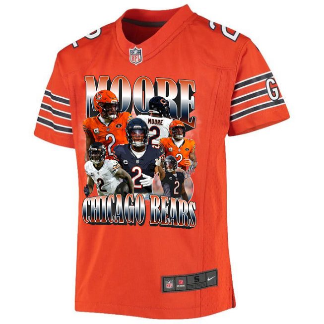 D.J. Moore 2 Signed Chicago Bears Moore Than A Feeling Alternate Game YOUTH Jersey - Orange - Image 2
