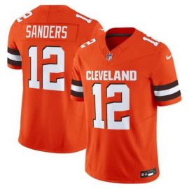 Cleveland Browns 12 Shedeur Sanders Orange 2025 Draft F U S E Vapor Limited Stitched Jersey