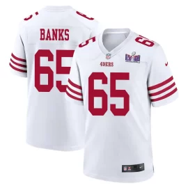 Aaron Banks 65 San Francisco 49ers Super Bowl LVIII Patch Game Men Jersey - White