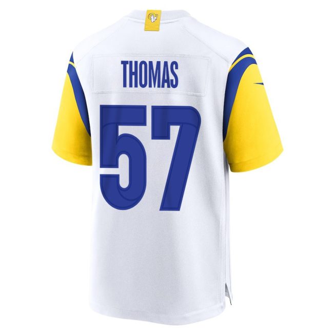 Zach Thomas 57 Los Angeles Rams 2023 Playoffs Patch Game Men Jersey - White - Image 3