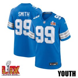 Za'Darius Smith #99 Detroit Lions Super Bowl LIX YOUTH Jersey - Blue