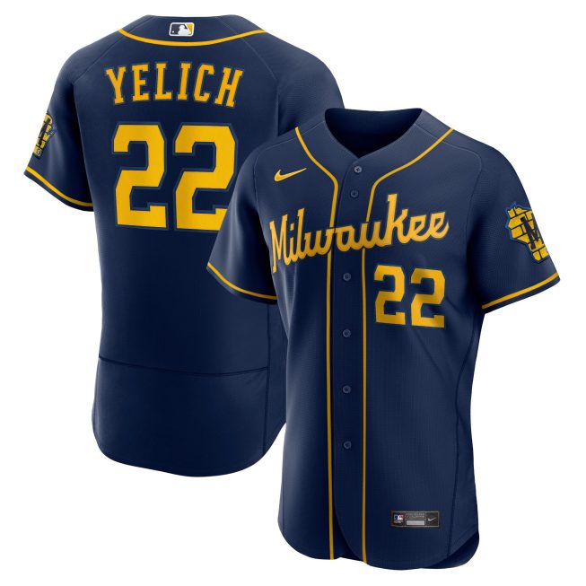 Christian Yelich Milwaukee Brewers Alternate Authentic Player Jersey - Navy