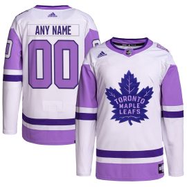 Toronto Maple Leafs Hockey Fights Cancer Primegreen Authentic Custom Jersey - White/Purple