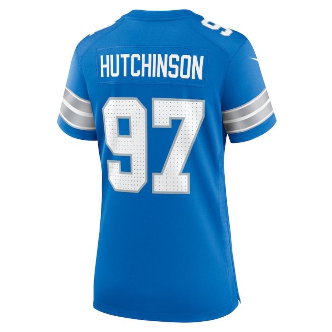 Aidan Hutchinson 97 Detroit Lions Women's Team Game Jersey - Blue - Image 3