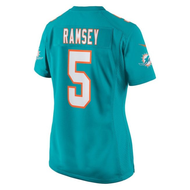 Jalen Ramsey 5 Signed Miami Dolphins Game Women Jersey - Aqua - Image 3