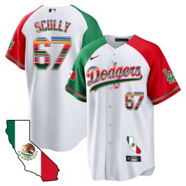 Vin Scully 67 Los Angeles Dodgers Mexico California Map Baseball Men Jersey - Alternate
