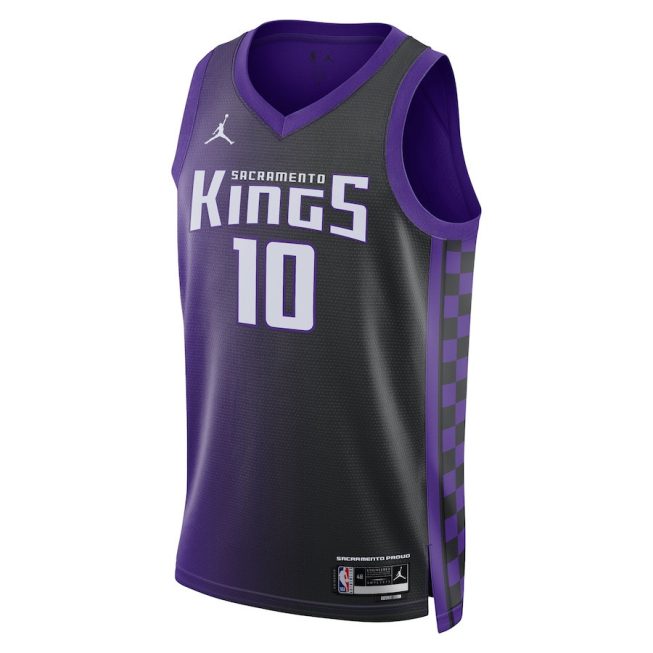 Domantas Sabonis 10 Sacramento Kings Unisex Swingman Jersey - Statement Edition - Purple/Black - Image 2