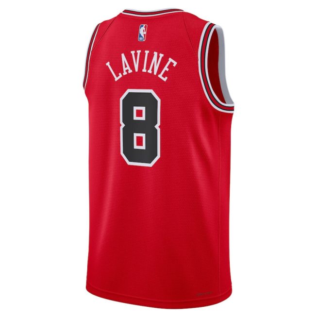 Zach Lavine 8 Chicago Bulls Unisex Swingman Jersey - Icon Edition - Red - Image 3