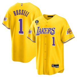 D'Angelo Russell 1 Los Angeles Lakers Baseball Men Jersey - Gold