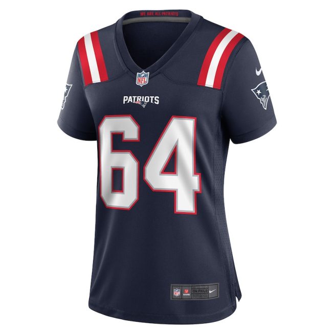 Andrew Stueber 64 New England Patriots Women Game Jersey - Navy - Image 2