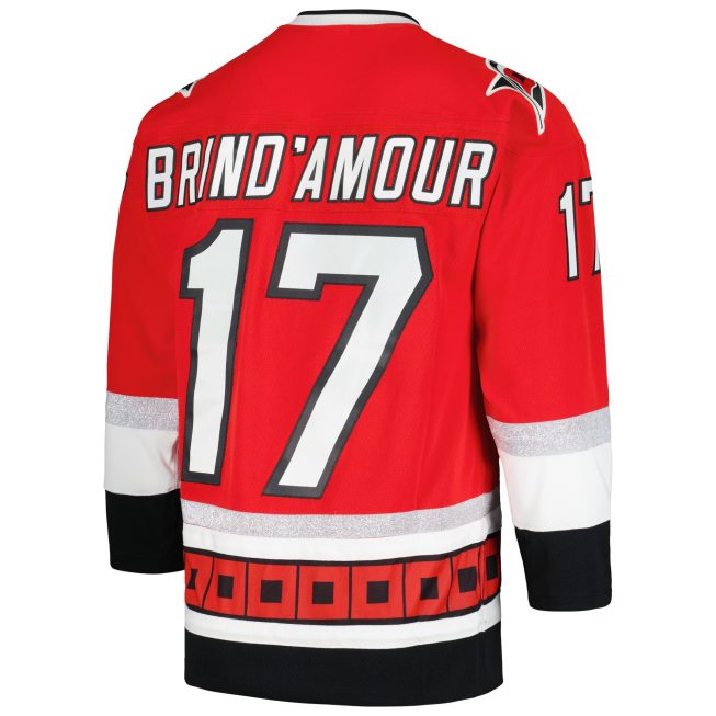 Rod Brind'Amour Carolina Hurricanes Mitchell & Ness 2005/06 Captain Patch Blue Line Player Jersey - Red - Image 3
