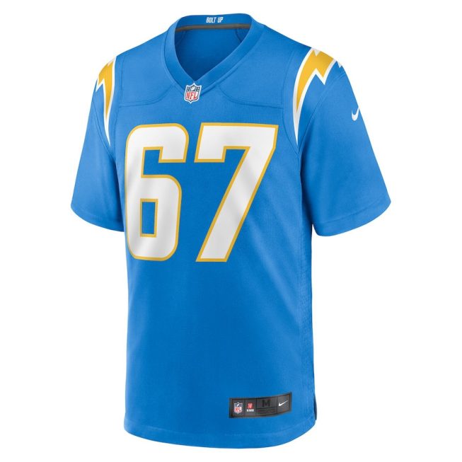 CJ Okoye 67 Los Angeles Chargers Men Game Jersey - Powder Blue - Image 2