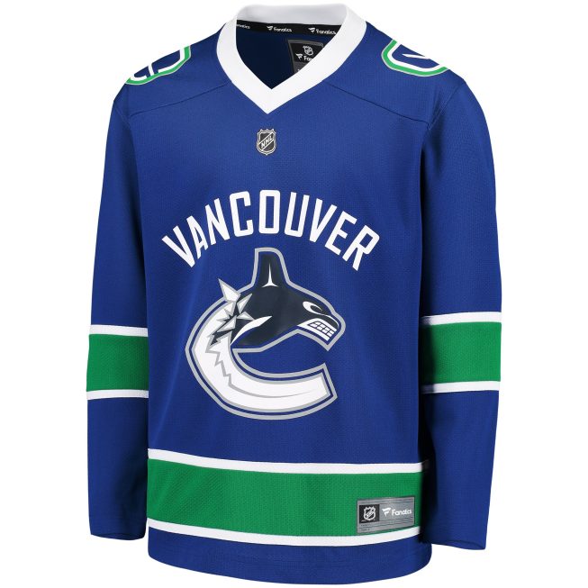 Vancouver Canucks Fanatics Youth Home Replica Blank Jersey - Blue - Image 2