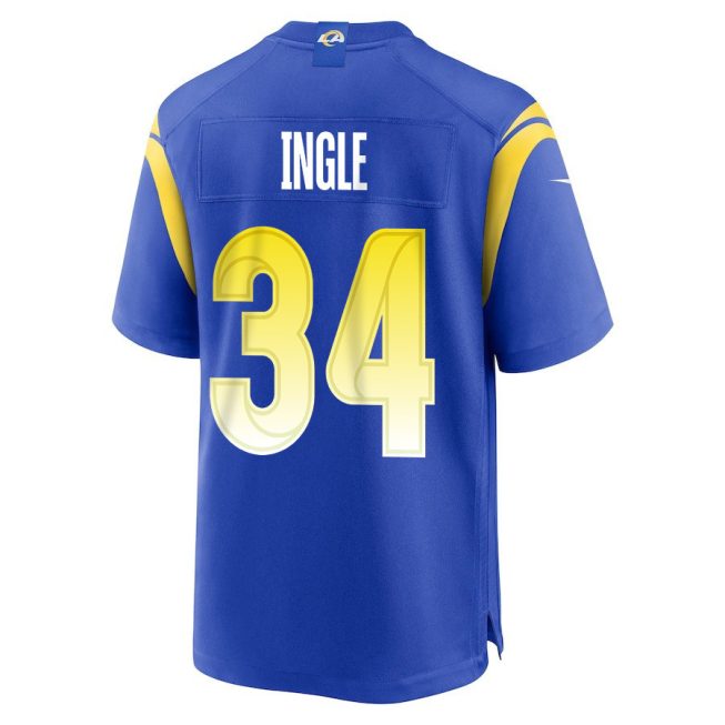 Tanner Ingle 34 Los Angeles Rams 2023 Playoffs Patch Game Men Jersey - Royal - Image 3