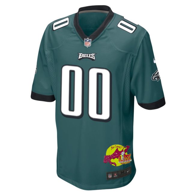Philadelphia Eagles Super Bowl LIX New Orleans Patch Game Men Custom Jersey - Midnight Green - Image 3