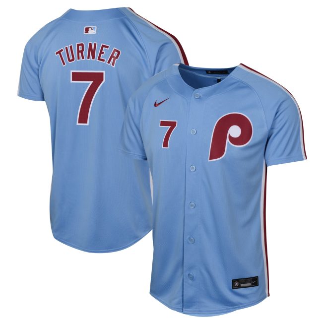 Trea Turner Philadelphia Phillies Youth Alternate Limited Player Jersey - Light Blue