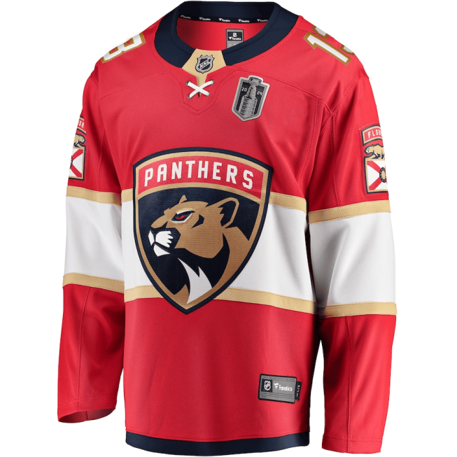Sam Reinhart 13 Florida Panthers 2024 Stanley Cup Final Home Breakaway Player Jersey - Red - Image 2
