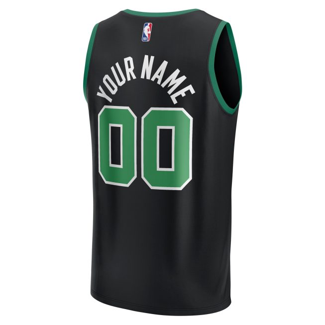 Boston Celtics Fanatics Fast Break Replica Custom Jersey - Statement Edition - Black - Image 3