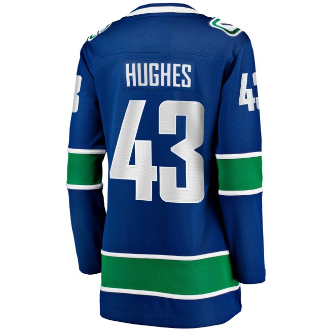 Quinn Hughes Vancouver Canucks Fanatics Women's Home Breakaway Player Jersey - Blue - Image 3
