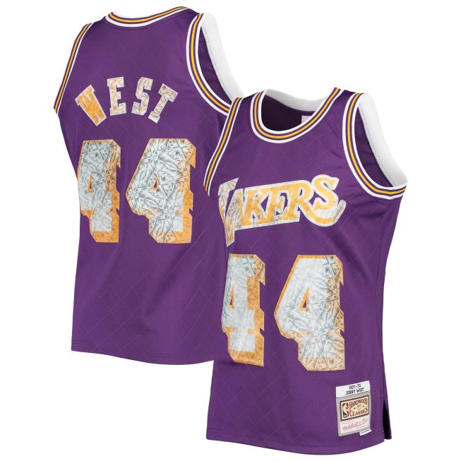 Jerry West Los Angeles Lakers Mitchell & Ness 1971/72 Hardwood Classics 75th Anniversary Diamond Swingman Jersey - Purple