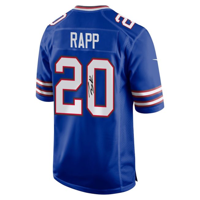 Taylor Rapp 20 Signed Buffalo Bills Super Bowl LVIII Game Men Jersey - Royal - Image 3