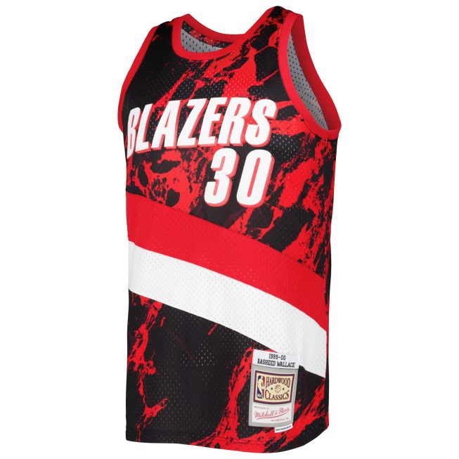Rasheed Wallace Portland Trail Blazers Mitchell & Ness 1999/00 Hardwood Classics Marble Swingman Jersey - Black - Image 2