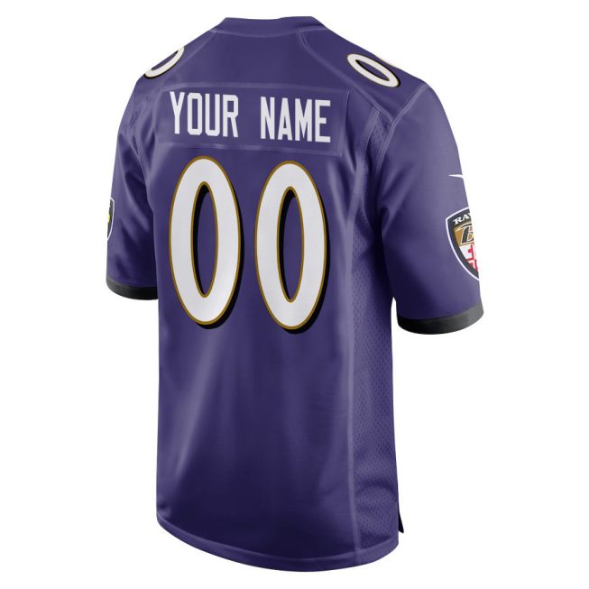 Baltimore Ravens Super Bowl LIX New Orleans Patch Game Men Custom Jersey - Purple - Image 2
