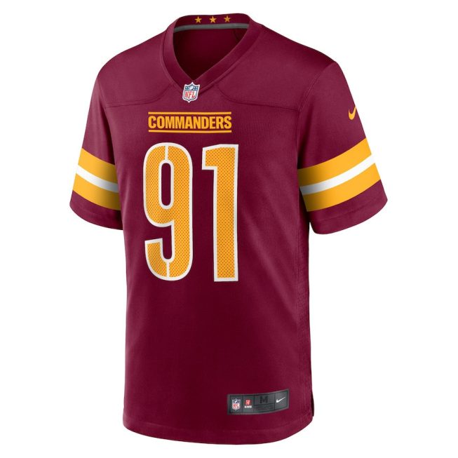 John Ridgeway 91 Washington Commanders Men Game Jersey - Burgundy - Image 2