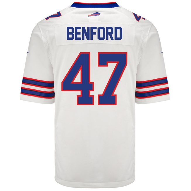 Christian Benford 47 Buffalo Bills Men Away Game Jersey - White - Image 3