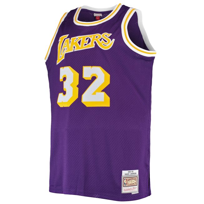 Magic Johnson Los Angeles Lakers Mitchell & Ness Big & Tall 1984/85 Hardwood Classics Swingman Jersey - Purple - Image 2