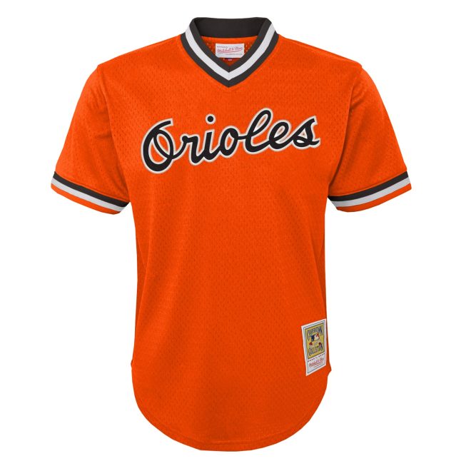 Cal Ripken Jr. Baltimore Orioles Mitchell & Ness Youth Cooperstown Collection Mesh Batting Practice Jersey - Orange - Image 2