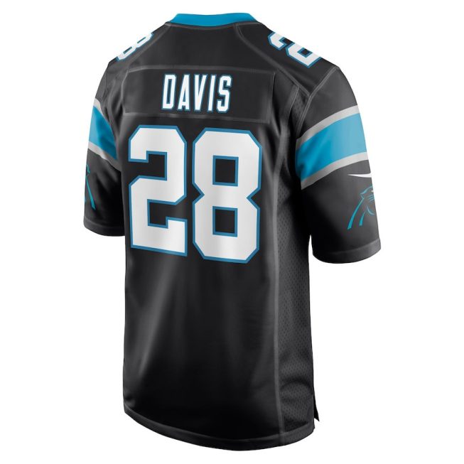 Mike Davis 28 Carolina Panthers Men's Game Jersey - Black - Image 3